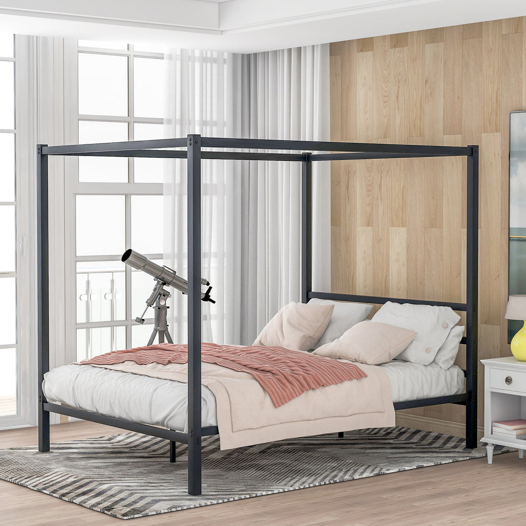 Queen Classic Canopy Platform Bed - DormVibes