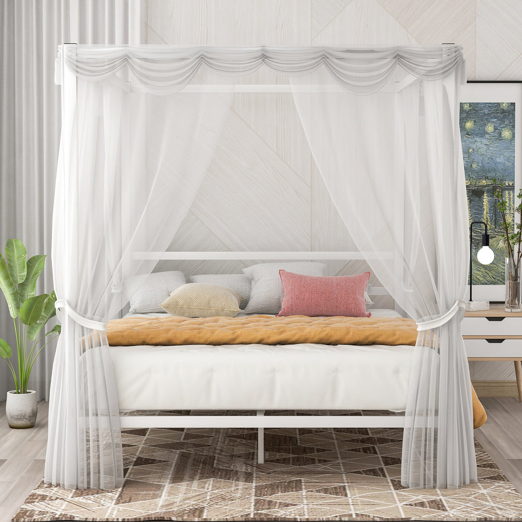Queen Classic Canopy Platform Bed - DormVibes
