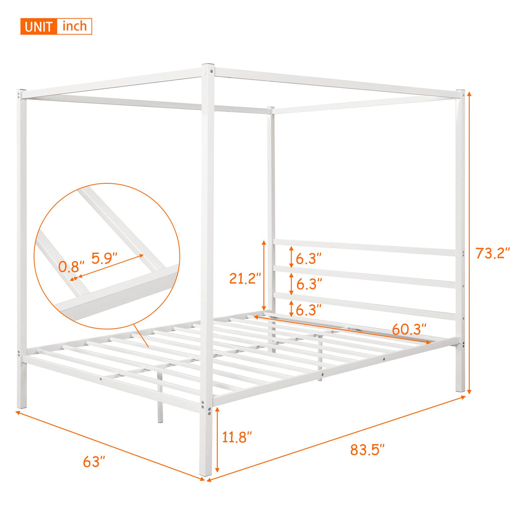 Queen Classic Canopy Platform Bed - DormVibes