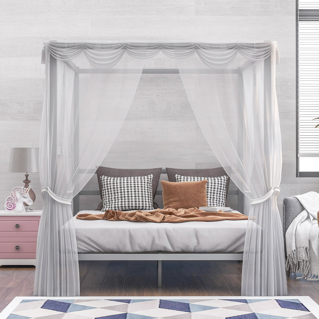 Queen Classic Canopy Platform Bed - DormVibes