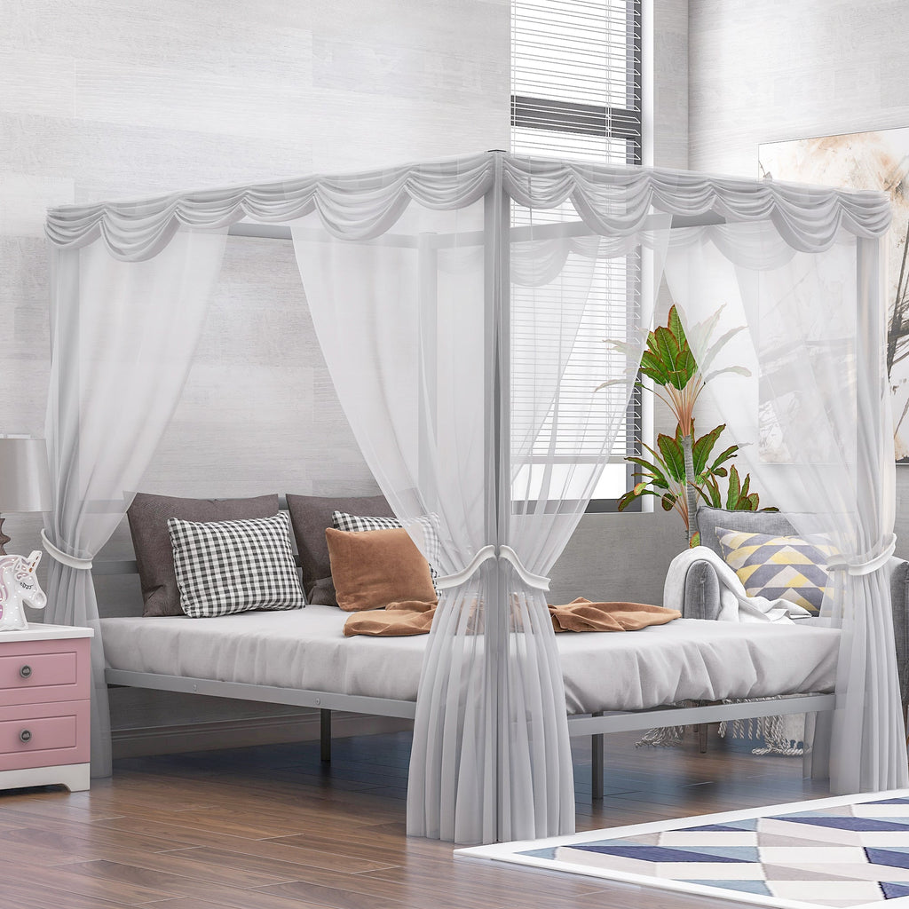 Queen Classic Canopy Platform Bed - DormVibes