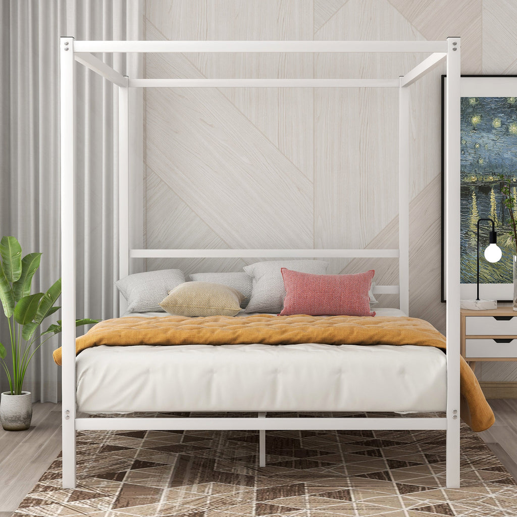 Queen Classic Canopy Platform Bed - DormVibes