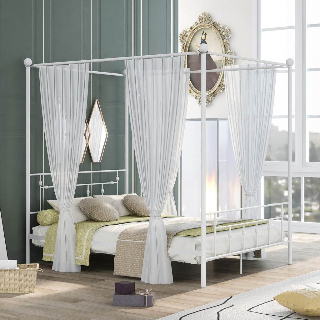 Queen Contemporary Canopy Platform Bed - DormVibes