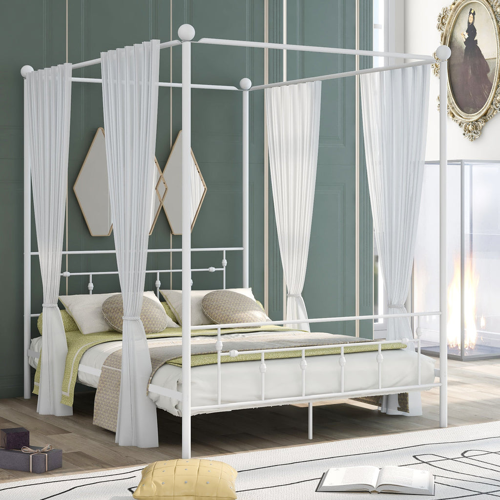 Queen Contemporary Canopy Platform Bed - DormVibes