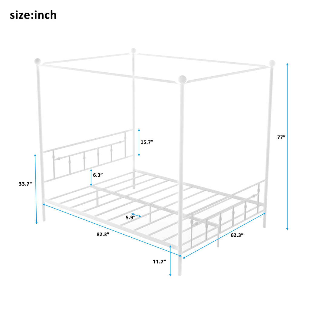 Queen Contemporary Canopy Platform Bed - DormVibes