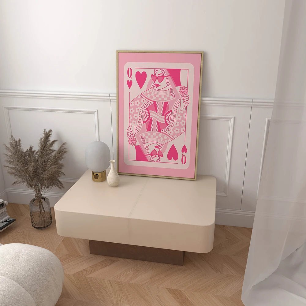 Queen of Hearts Playing Card Wall Art Poster - DormVibes