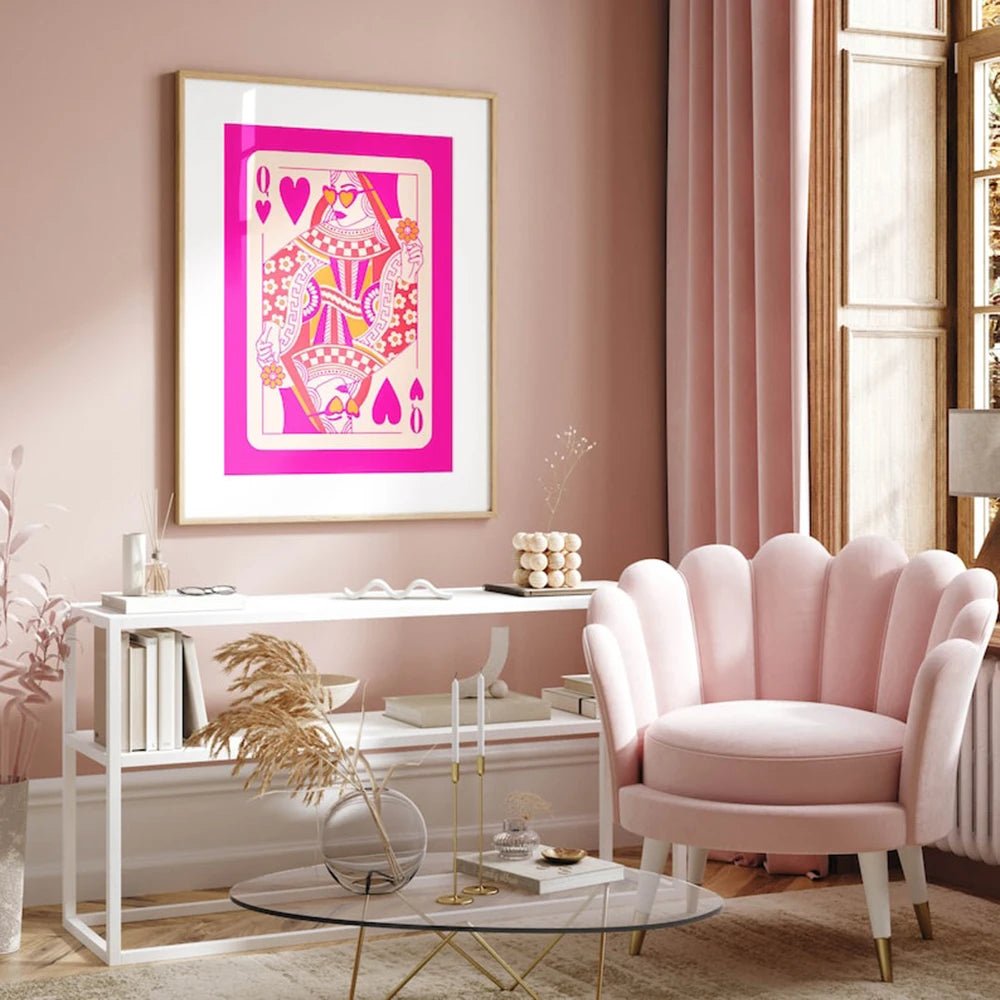Queen of Hearts Playing Card Wall Art Poster - DormVibes