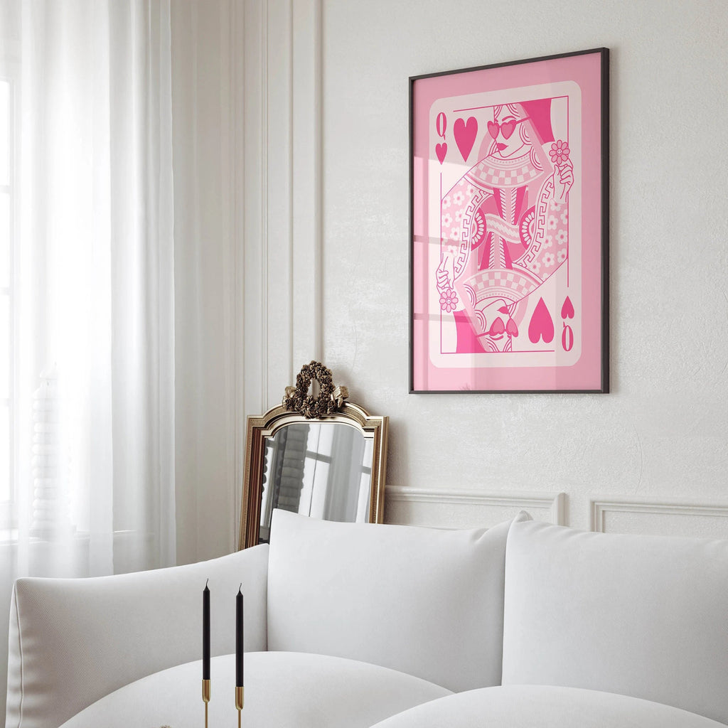 Queen of Hearts Playing Card Wall Art Poster - DormVibes