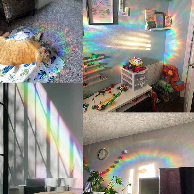 Radiant Rays Sun Catcher Wall Stickers - Captivating Rainbow Window Mirror Sticker - DormVibes