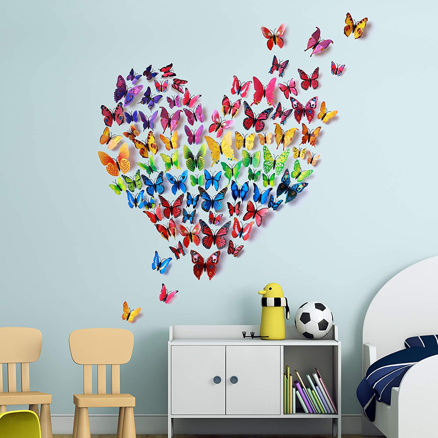 Rainbow Butterfly Wall Decals 72 Pieces