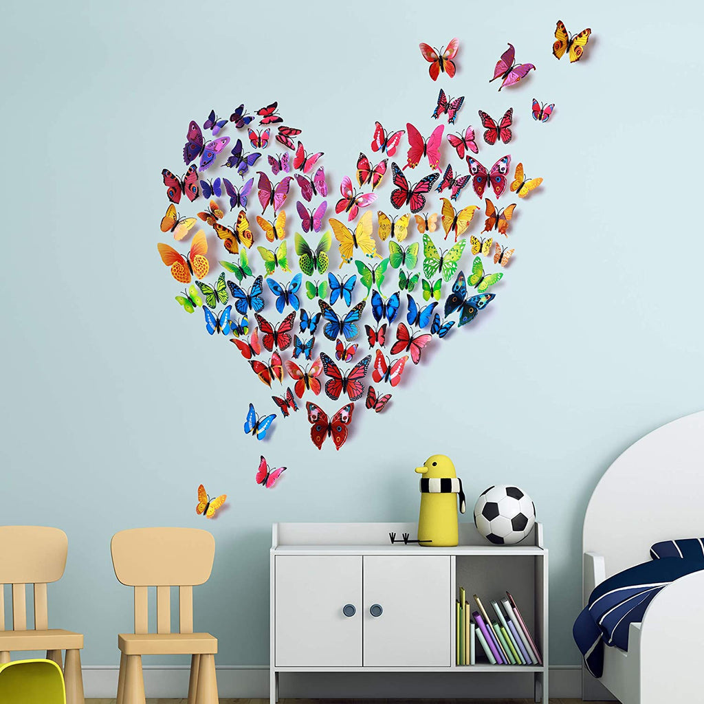 Rainbow Butterfly Wall Decals 72 Pieces - DormVibes