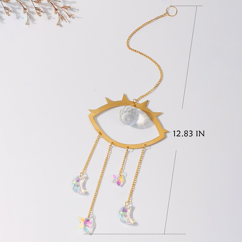 Rainbow Prism Evil Eye Suncatcher Hanging - DormVibes