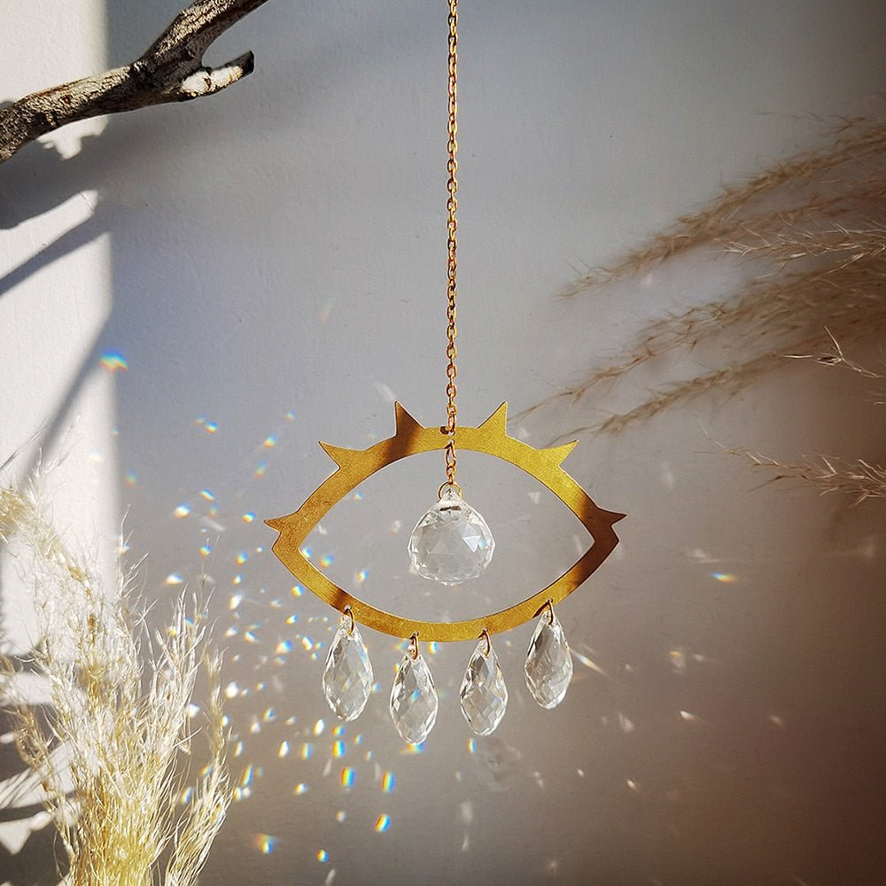 Rainbow Prism Evil Eye Suncatcher Hanging - DormVibes