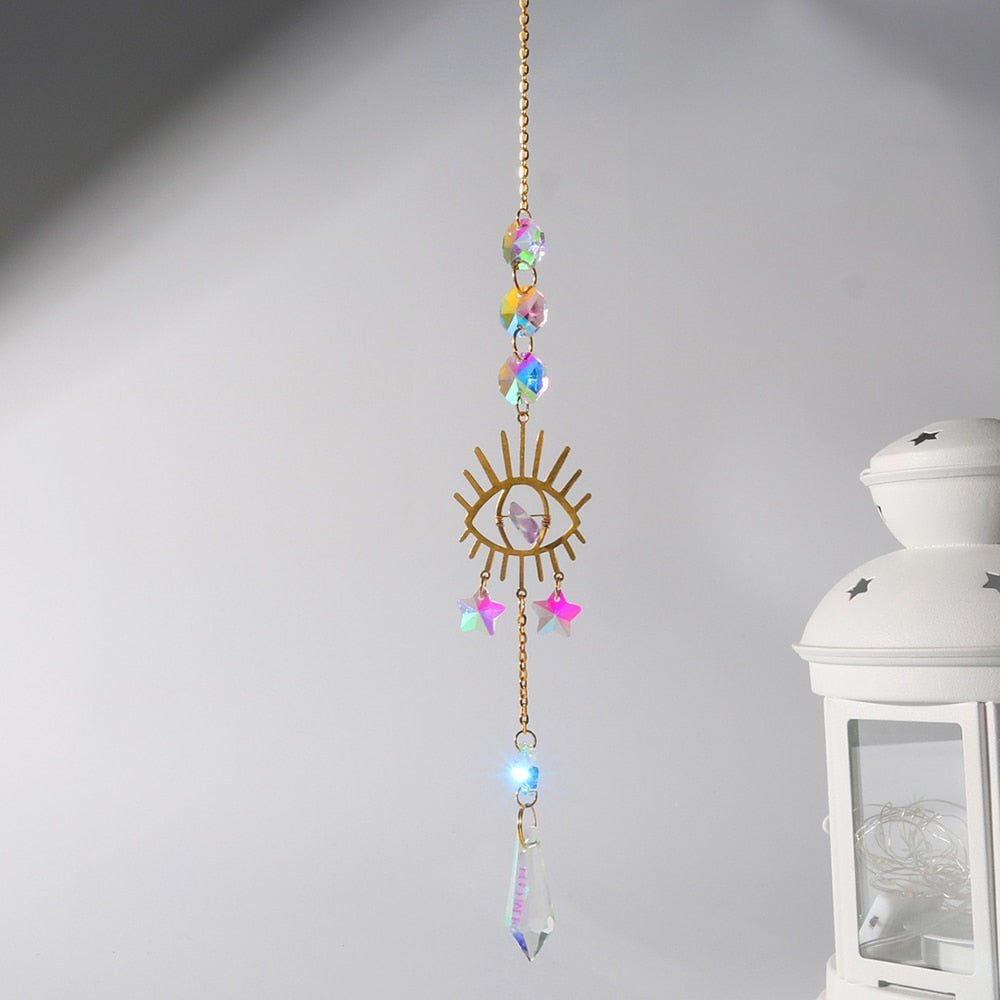 Rainbow Prism Evil Eye Suncatcher Hanging - DormVibes