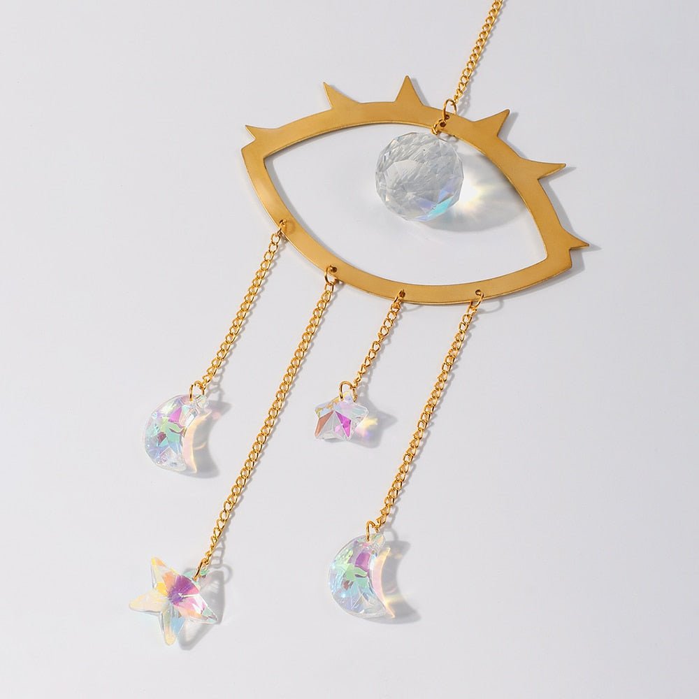 Rainbow Prism Evil Eye Suncatcher Hanging - DormVibes