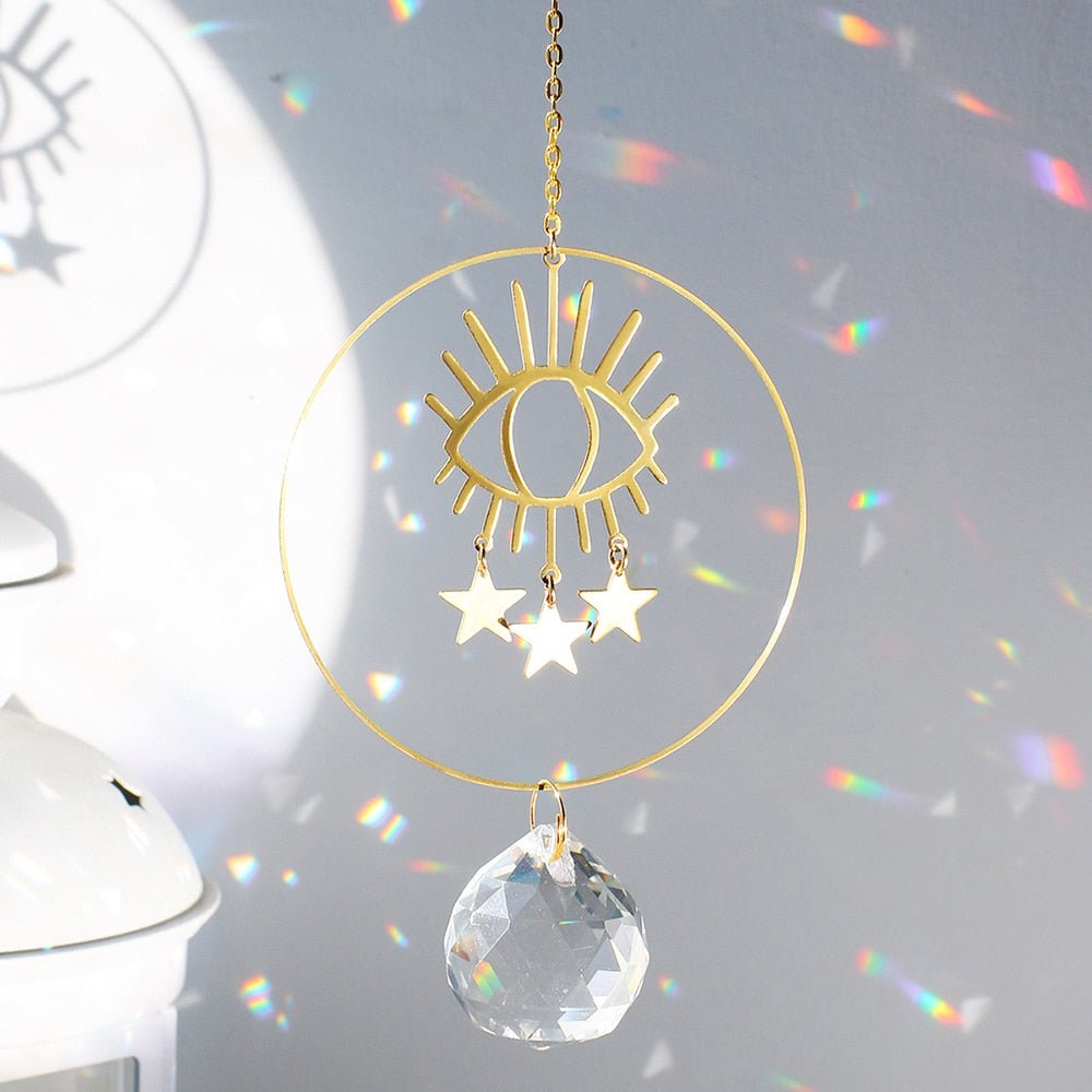 Rainbow Prism Evil Eye Suncatcher Hanging - DormVibes