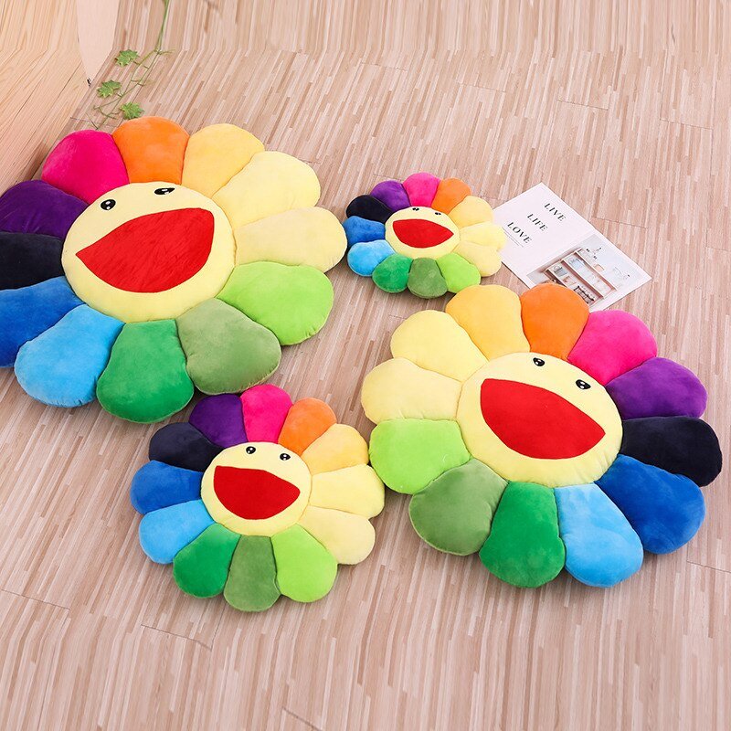 Rainbow Sunflower Plush Toy Pillow - Soft Sleep Playmate Cushion for Kids and Adults - DormVibes