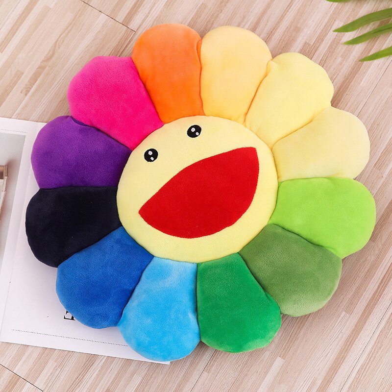 Cute Rainbow Sunflower Plush Pillow: Stuffed Seat Chair Floor Mat, Hom –  DormVibes