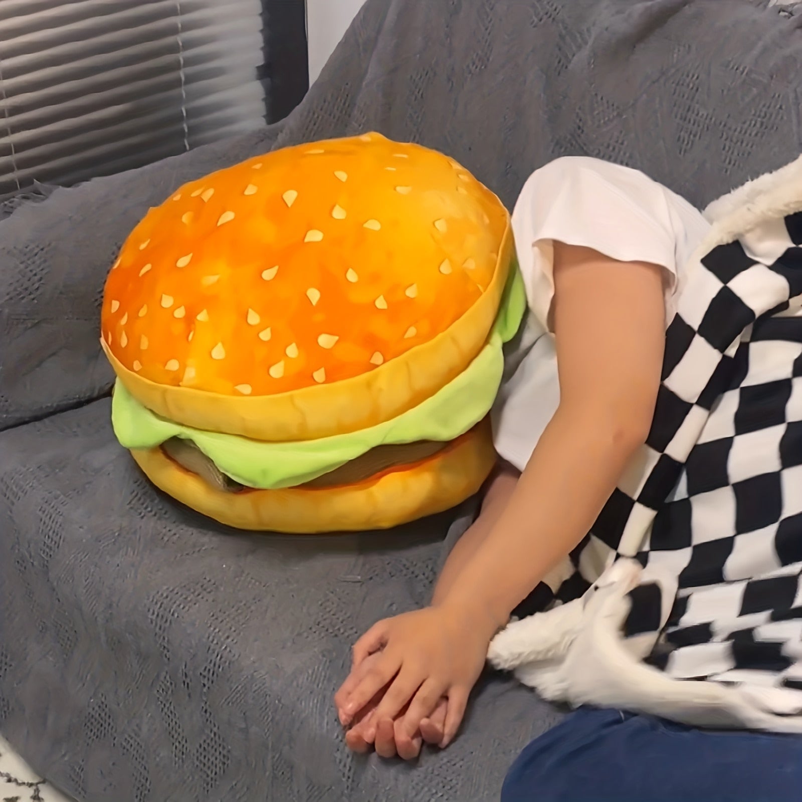 Realistic Burger Pillow Cushion - Fun Prank Gift, Office Chair Pad