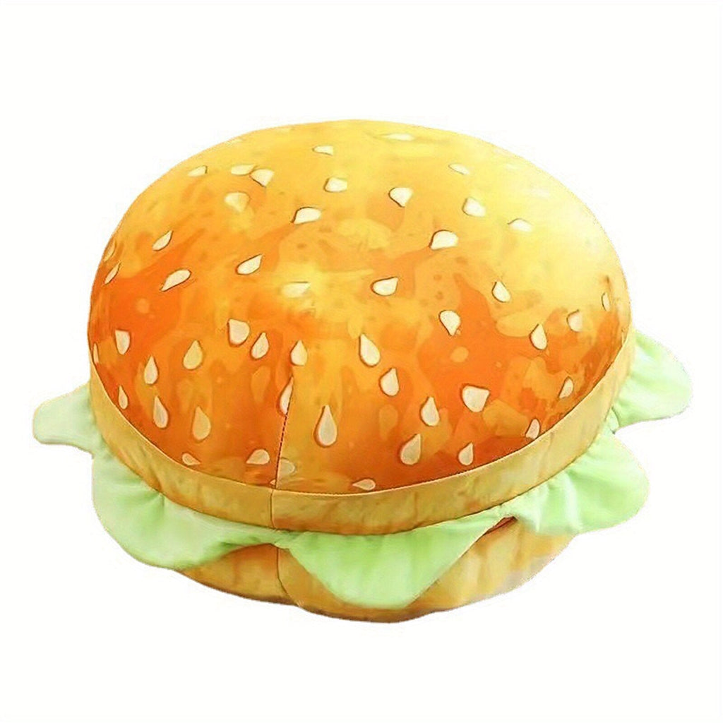 Realistic Burger Pillow Cushion - Fun Prank Gift, Office Chair Pad, Hamburger Plushie Toy for Kids, Unique Room Decor - DormVibes