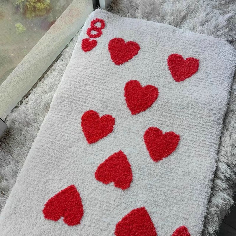 Red Love Heart Shaped Carpet - Soft Tufted Rug for Living Room Decor, Non-Slip Bathroom Floor Mat, Bedroom Doormat - DormVibes