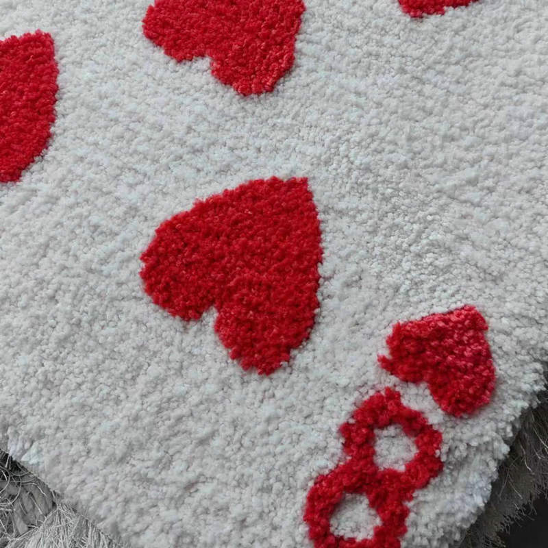 Red Love Heart Shaped Carpet - Soft Tufted Rug for Living Room Decor, Non-Slip Bathroom Floor Mat, Bedroom Doormat - DormVibes