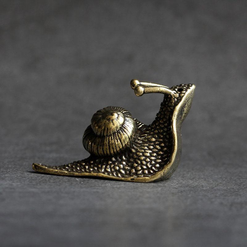 Retro Pure Copper Mini Snail Tea Pet Desk Ornament - DormVibes