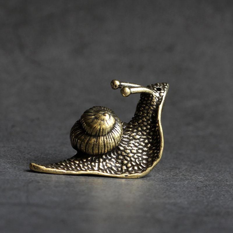 Retro Pure Copper Mini Snail Tea Pet Desk Ornament - DormVibes