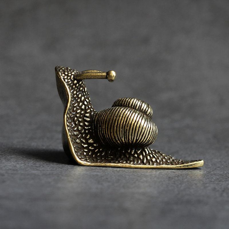 Retro Pure Copper Mini Snail Tea Pet Desk Ornament - DormVibes