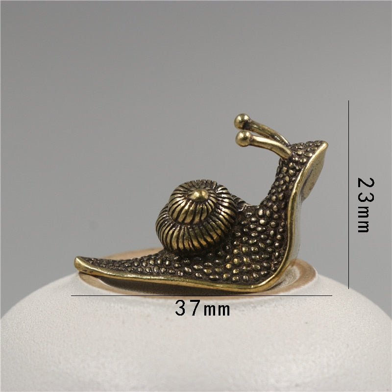 Retro Pure Copper Mini Snail Tea Pet Desk Ornament - DormVibes