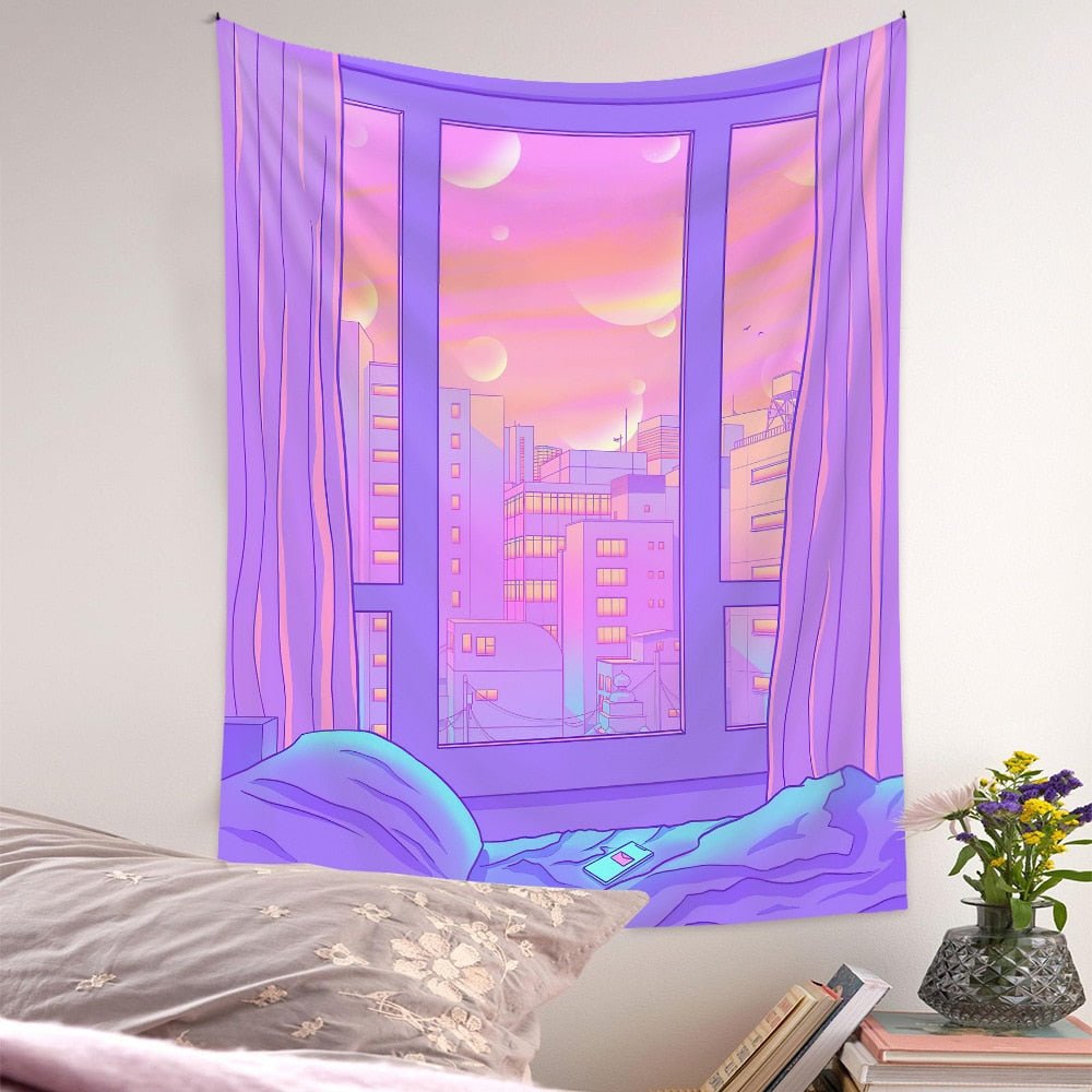 Romantic Home Kawaii Architecture Room Decor Tapestries - DormVibes