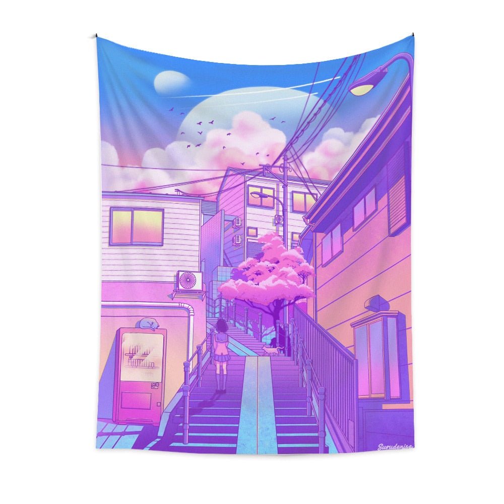 Romantic Home Kawaii Architecture Room Decor Tapestries - DormVibes