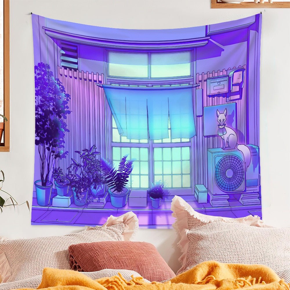 Romantic Home Kawaii Architecture Room Decor Tapestries - DormVibes