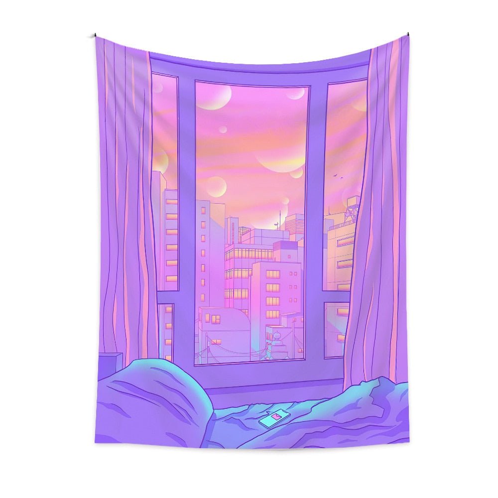 Romantic Home Kawaii Architecture Room Decor Tapestries - DormVibes