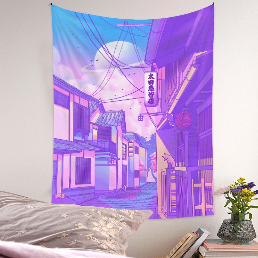 Romantic Home Kawaii Architecture Room Decor Tapestries - DormVibes