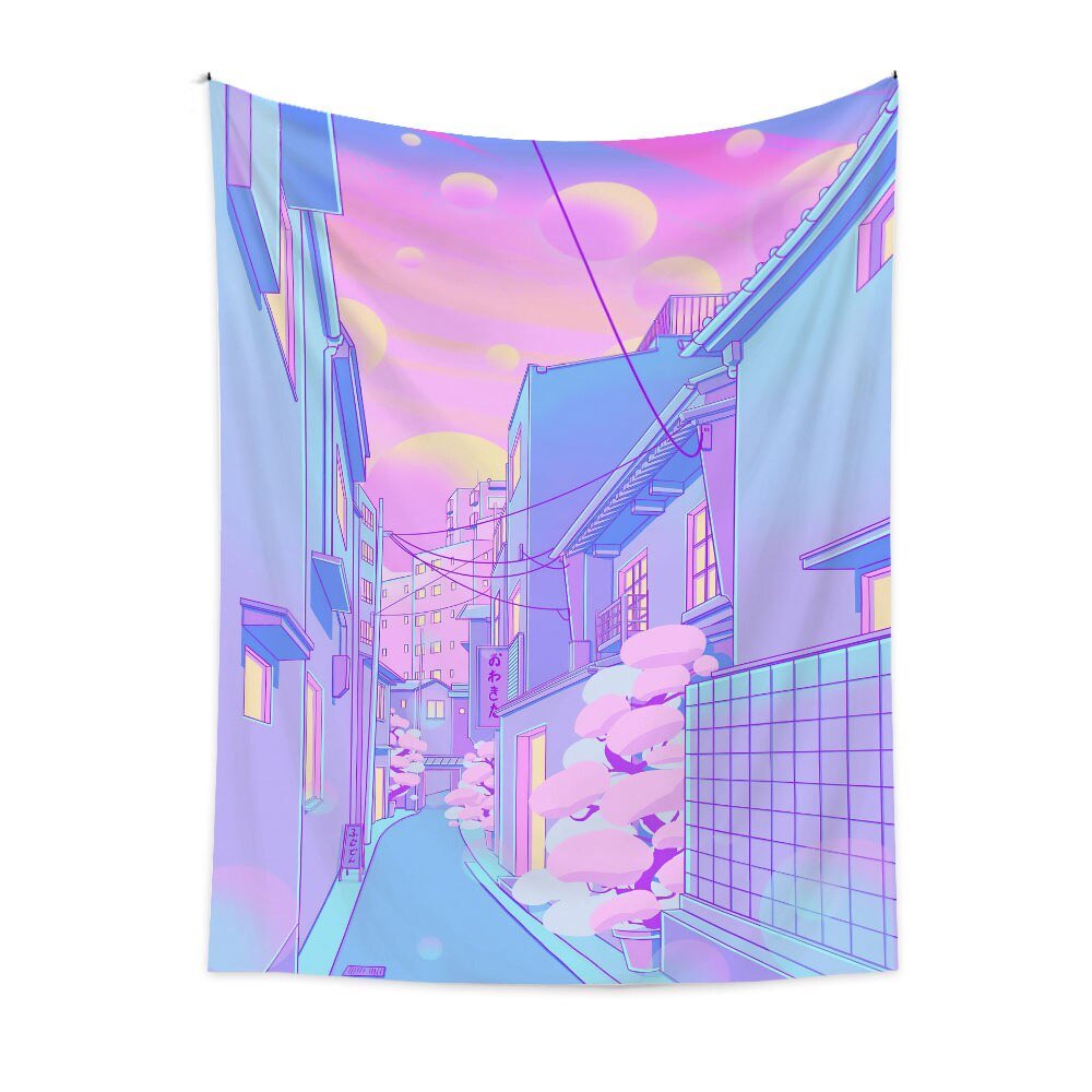 Romantic Home Kawaii Architecture Room Decor Tapestries - DormVibes