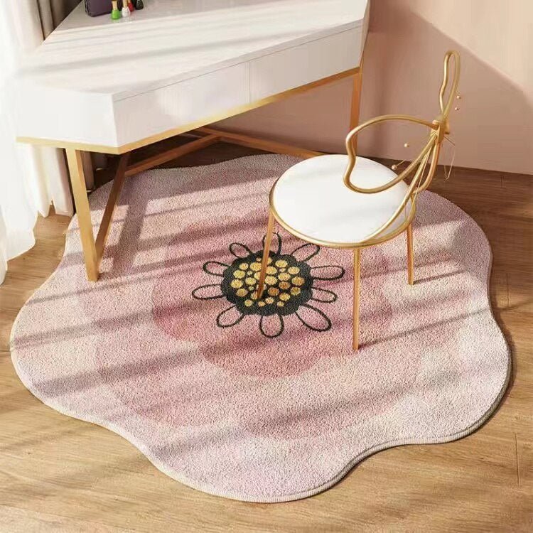 Round Daisy Flower Thick Carpet Plush Rug - DormVibes