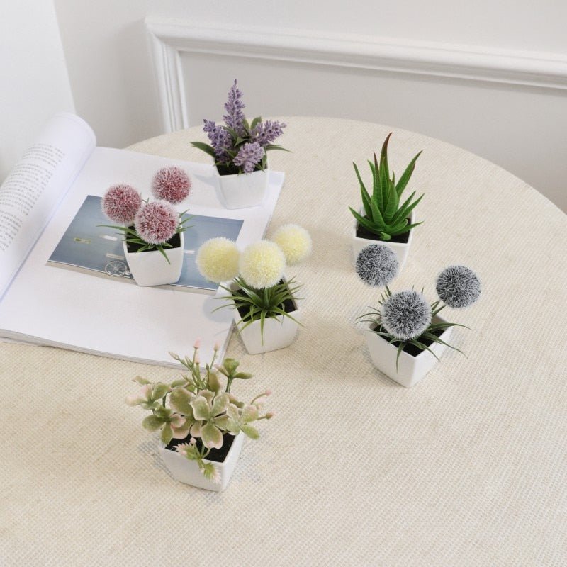 small fake house plants Set of 6 Mini Evergreen Artificial Plants – Small Potted Greenery, Hom – DormVibes
