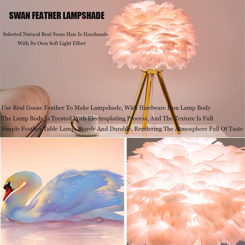 Simple and Chic Feather Table Lamp with LED Lighting - DormVibes