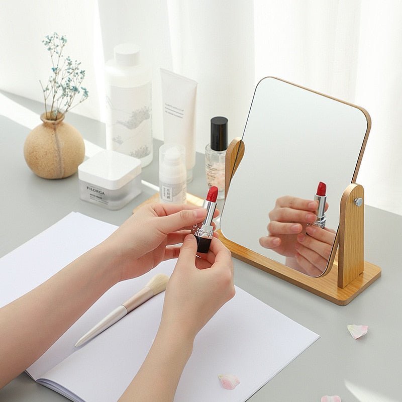 Simple Cute Boho Wooden Makeup Mirror - DormVibes