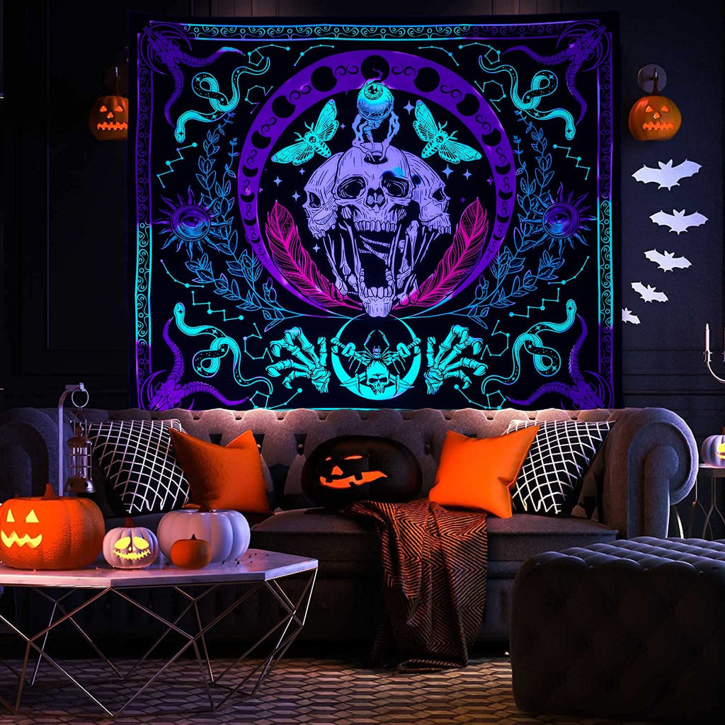 Skeleton Butterfly BlackLight Tapestry - DormVibes