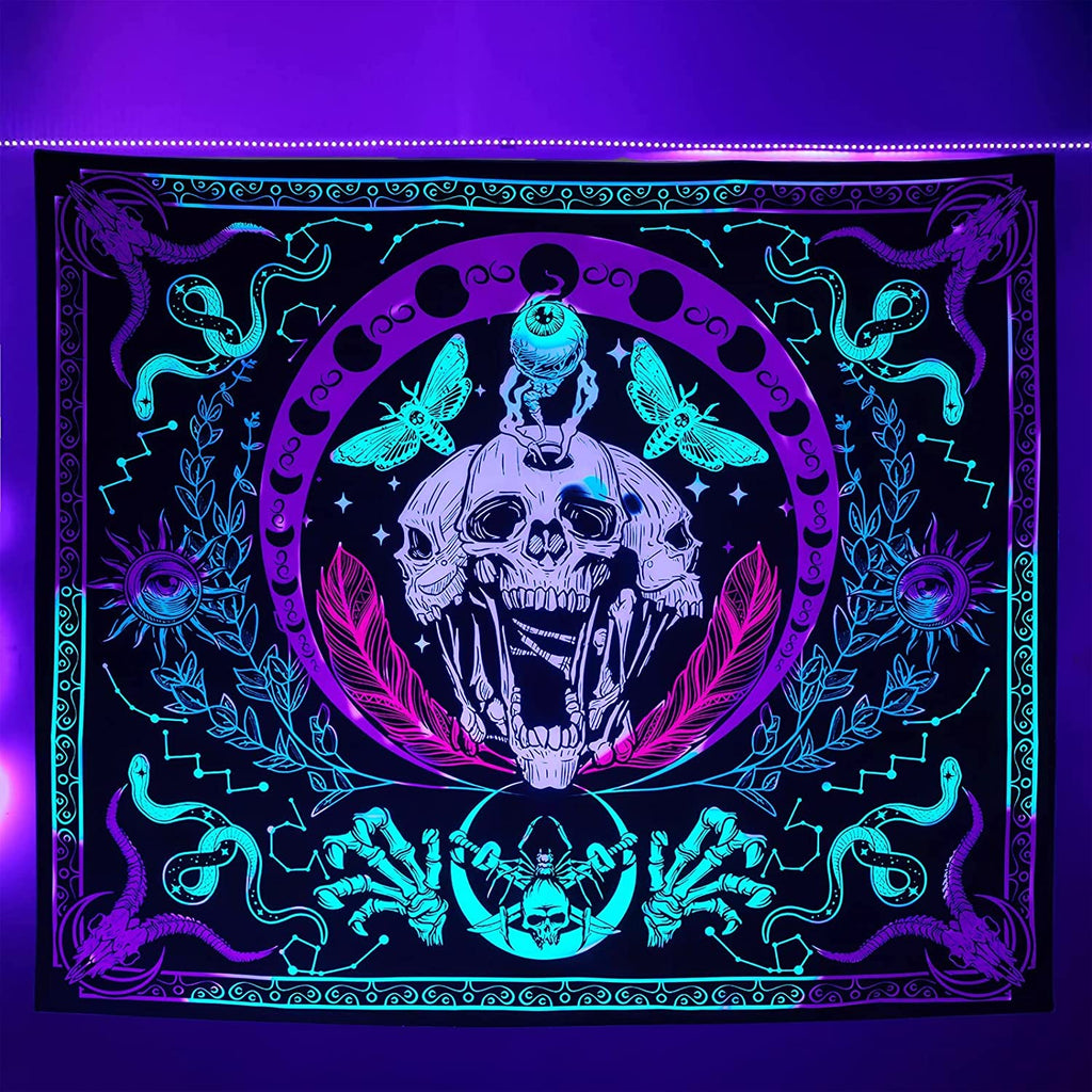 Skeleton Butterfly BlackLight Tapestry - DormVibes