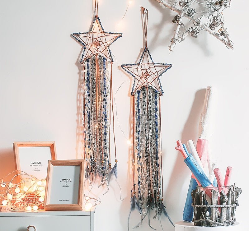 Sky-Inspired Indoor Star Dream Catcher: Exquisite Hanging Pendant for Wall Decor - DormVibes