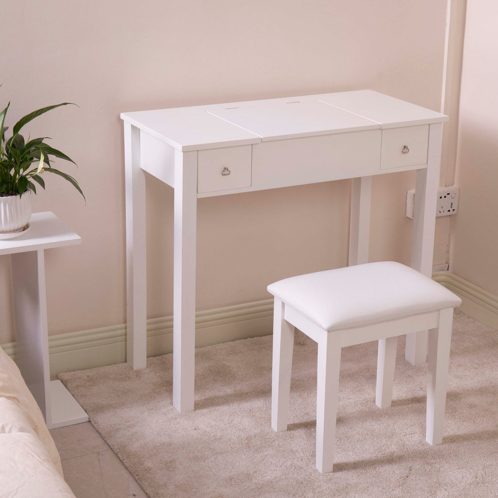 Small Flip Top Vanity Mirror Desk with Organized Storage - DormVibes