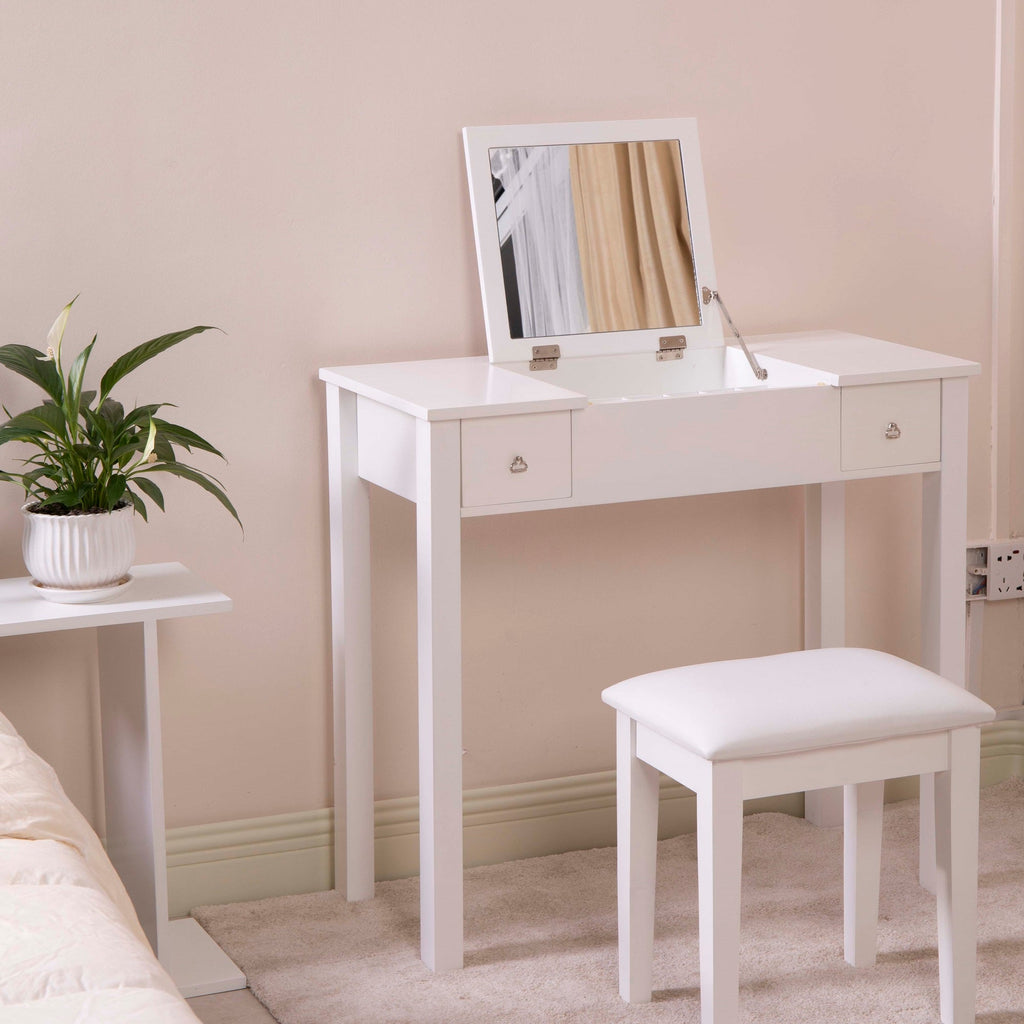 Small Flip Top Vanity Mirror Desk with Organized Storage - DormVibes