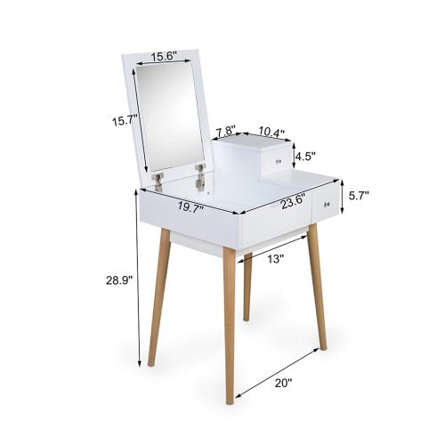 Small Flip Top Vanity Mirror Desk with Storage - DormVibes