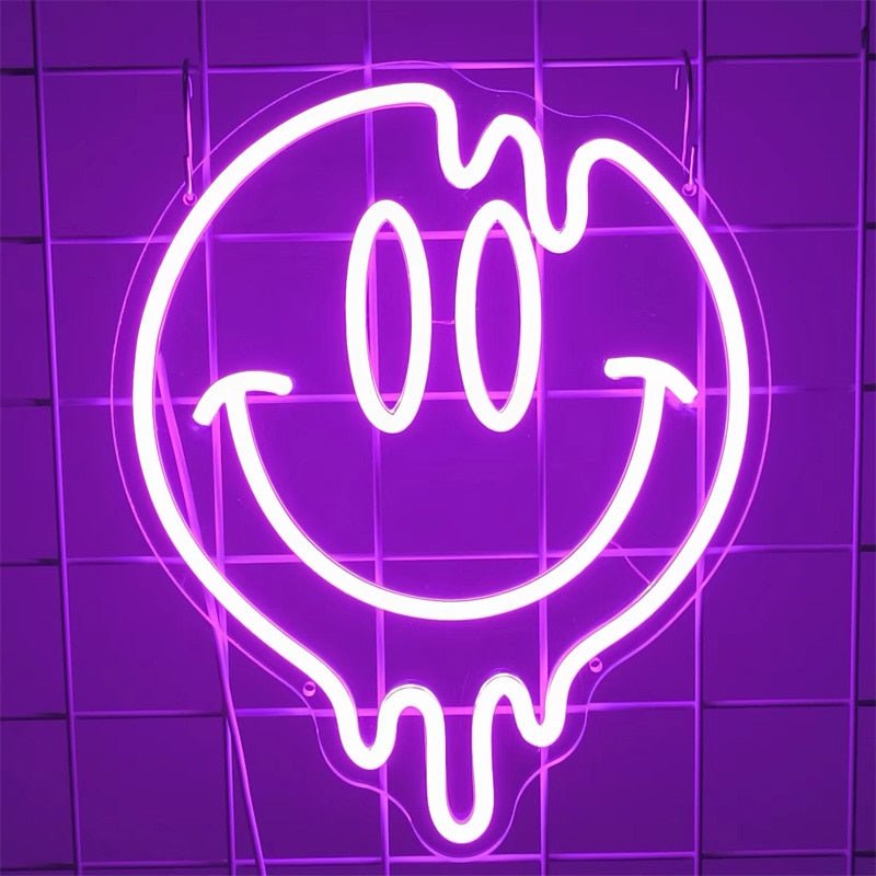 Smile Face Sweaty Melting Smiley Neon Sign - DormVibes