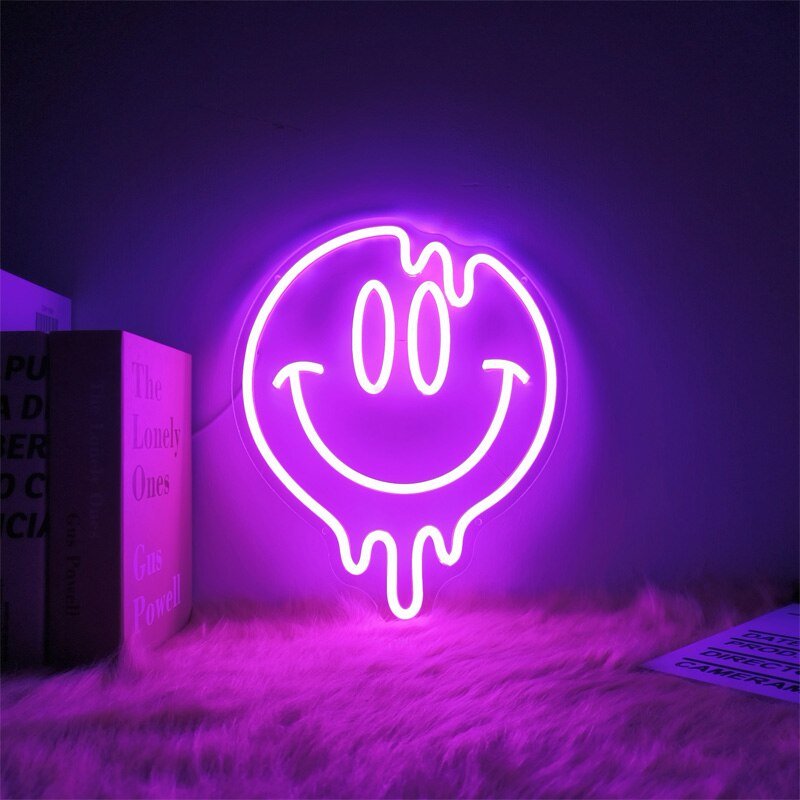 Smile Face Sweaty Melting Smiley Neon Sign - DormVibes