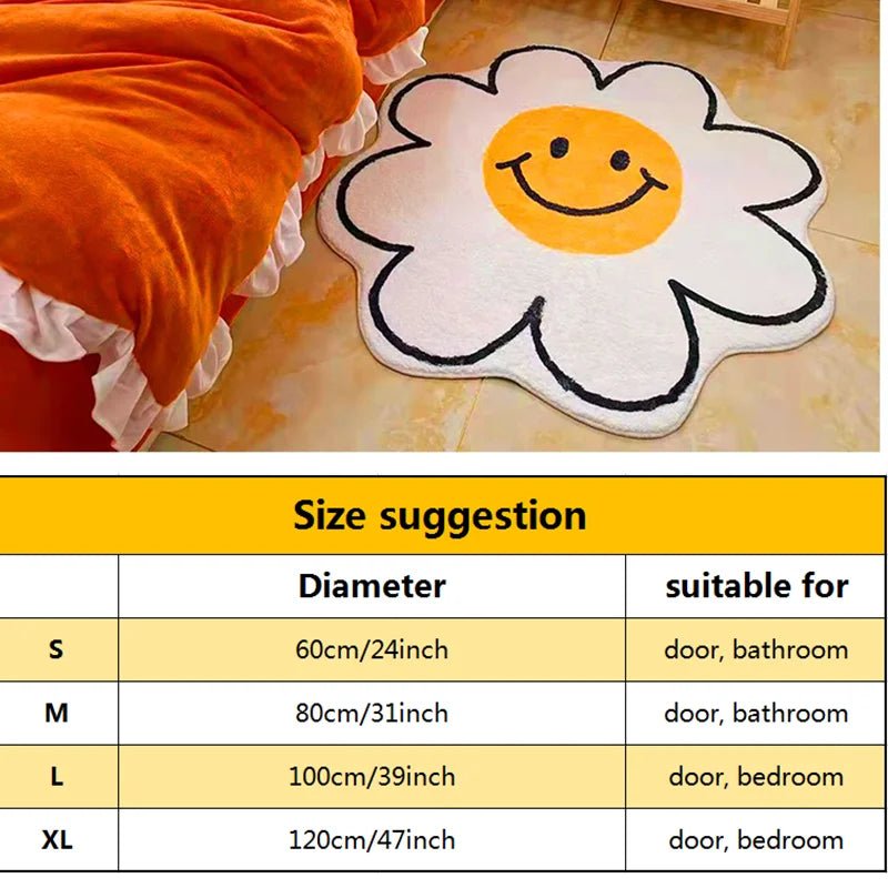 Smiley Face Flower Tufted Rug – DormVibes