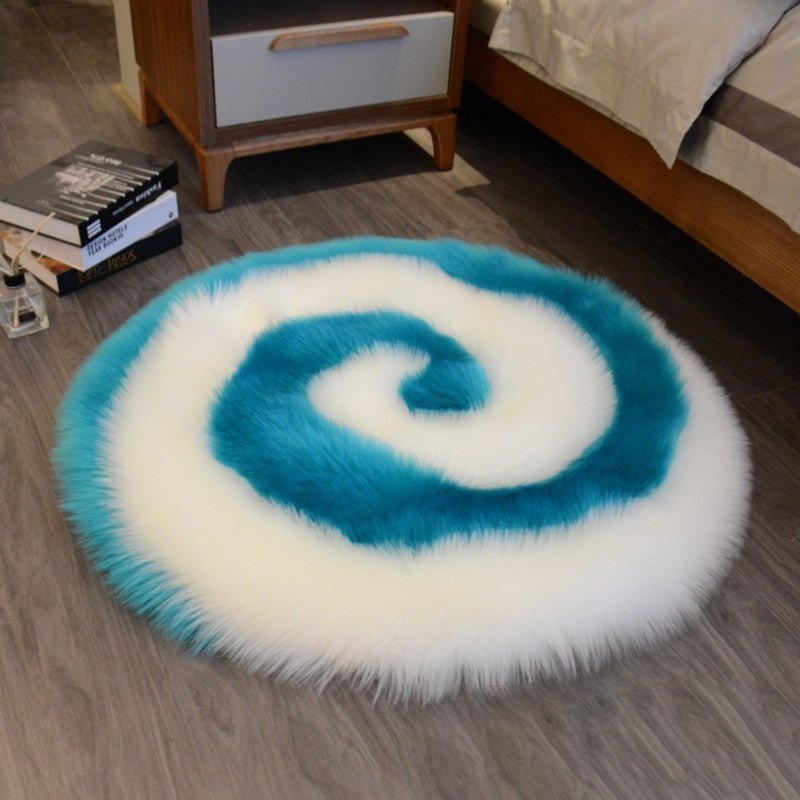 NOGIS 15.7 inches Mini Gray Round Faux Fur Sheepskin Area Rug, Fluffy Small  Circle Rugs Cushion for Chair, Furry Carpet for Nail Desk, Shaggy Circular